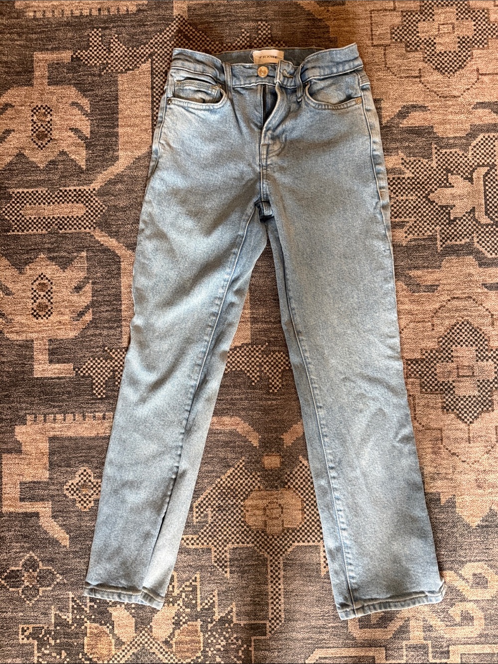 FRAME Le High Straight Jeans -  Blue Women’s High-Rise Slim Jeans